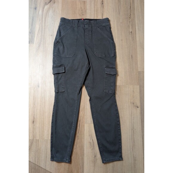 Spanx Cargo Pull-On Pants Size L Petite Washed Black Stretch Twill Slimming - Picture 1 of 11
